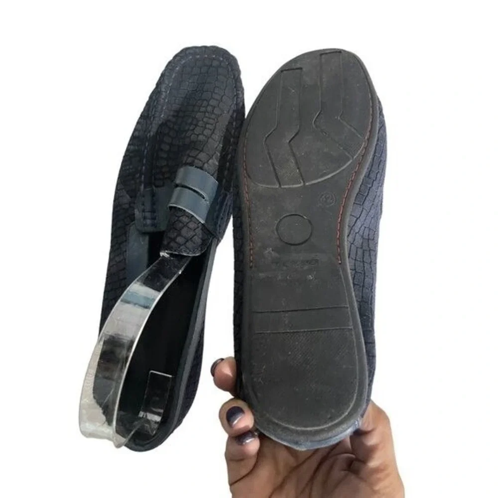 Martinetto Mens‎ Black Snakeskin Embossed Leather Loafers Slip On Shoes 42